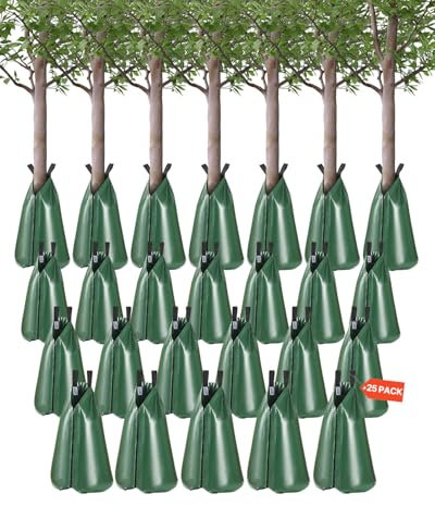 VEVOR Tree Watering Bag, 25 Packs 20 Gallons Watering Bags for New Trees, 5-9 Hours Slow Release Refillable Tree Drip Irrigation Bags with Zipper, Durable Tree Watering System for Deep Root Targeting