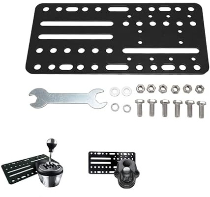 Sunicon USB Handbrake Mount Plate, USB Handbrake Desk Mount Bracket Plate Universal Multiple Hole Adapter Plate for SIM Racing Shifter