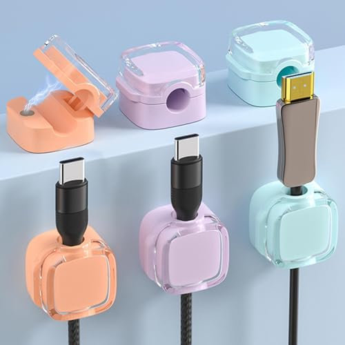 6 Pezzi Porta Cavi Organizzatore, Fermacavi Magnetico, Gestione Cavi Sotto Scrivania, Portacavi Autoadesivo, Porta Cavi Organizer Per Scrivania Parete Comodino Cucina Auto