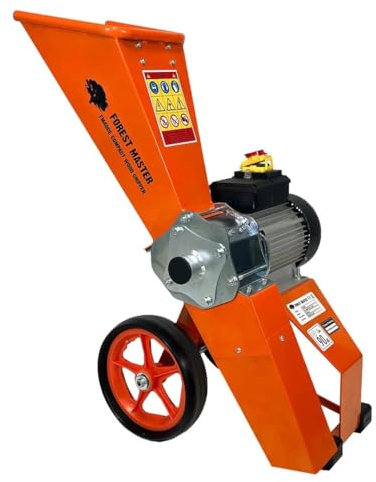 FM4DDE-MUL Electric 4HP Garden Shredder & Mulcher With Spare Blades and Upper Discharge Chute – Chips Branches up to 50mm – Patented UK Design