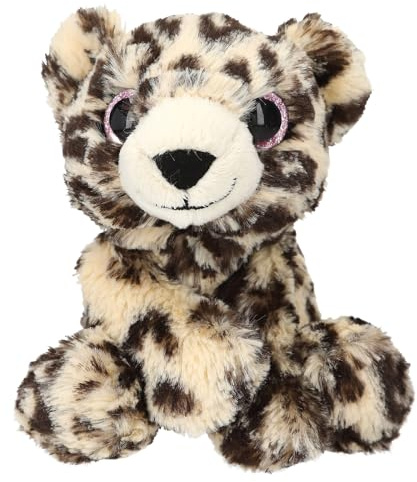 Depesche 13520 SNUKIS - Kuscheltier Leopard, in Braun-Beige, mit runden Ohren, ca. 25 cm großes Plüschtier mit glitzernden Augen
