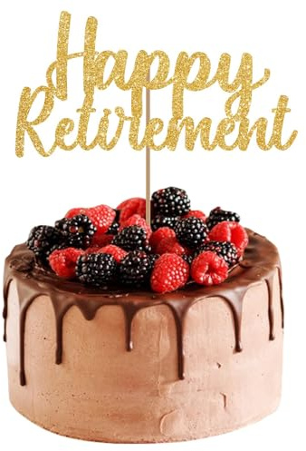 CharmBurst Glücklicher Ruhestand Kuchen Topper Gold Glitter Ruhestand Kuchen Spieße Ruhestand Party Deko Ruhestand Party Zubehör Für Fröhliche Ruhestand