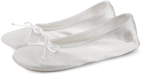 BCVIA Women's Ballerina House Slippers with Bow, Ballet Flat Lightweight Comfy Memory Foam House Shoes (w6-7)