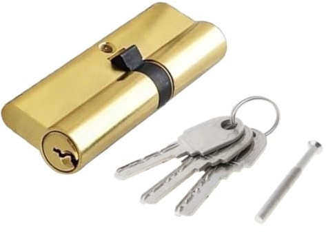 Massiver Schließzylinder Universal 70mm Schließzylinder Mit 3 Schlüsseln Türschloss Zylinder Anti-Diebstahl Eingang Aluminium Legierung Hause sicherheit(Gold)