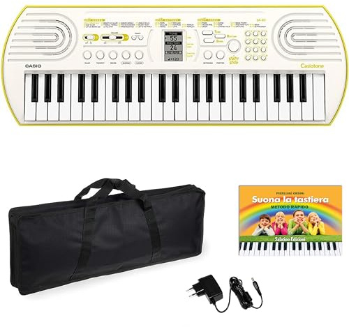 Kit Tastiera Casio SA80 (Fondo Verde) con Alimentatore, Borsa e E-book Suona la Tastiera (SA80+ Borsa + Alimentatore)