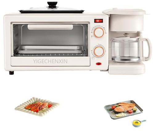 Multifunctional Breakfast Station, 16L Appliance with Coffee Maker and Toaster Oven, Electric Griddle for Kitchens and Apartments, Portable