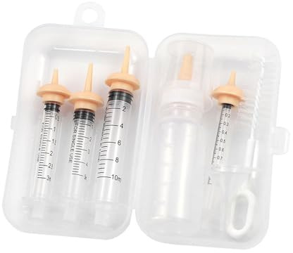 Yoogeer Newborn Pet Feeding Kit, 50ml Nursing Bottle + Syringe Set for for Newborn Puppies and Kittens – BPA-Free Silicone Nipples, Measuring Cup & Cleaning Brush