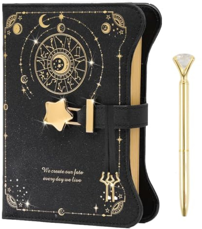 Tagebuch mit Schloss B6, Abschließbares Notizbuch mit Schlüssel, 360 Seiten Schreibjournal mit PU-Cover, Journal für Teenager, Damen und Erwachsene, Geschenk für Alltag und Feiertage (Schwarz)