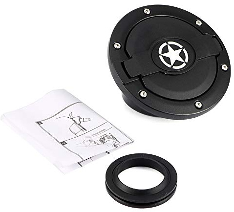 Oil Tank Cap Fuel Filled Fitting Cover Star Style Fits JK 2/4 Doors 2007 2017 Aluminum Alloy Black Five Pointed Star
