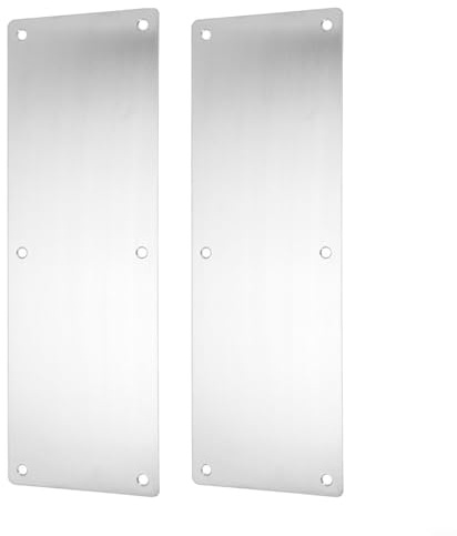 MIKMLYZE Stainless Steel, Door Kick, Plate 2 Pack, Heavy Duty Push, Plate for Interior Exterior Swinging Doors, Scratch Protection Guard with Pre-Punched Holes, Silver