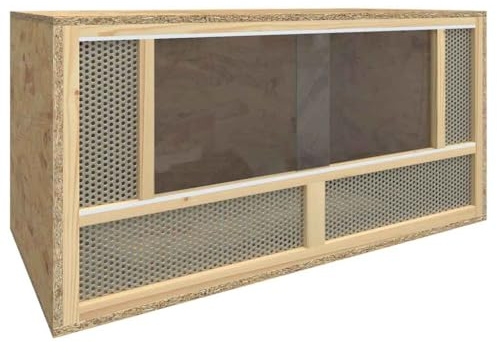 GeenYuu Terrarium Holzwerkstoff 80x40x40 cm Käfig Kleintierkäfig Kaninchenstall Meerschweinchenkäfig Nagerkäfig Indoor Outdoor mit Glas Stahl Gehege Schutz für Garten Wohnzimmer