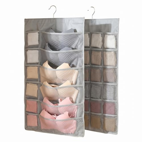 Comforso Double Side Hanging Storage,36 Pockets Closet Organiser Bag with Large Mesh Pockets,Space-Saving Hanging Shelves for Underwear,Socks,Ties,Cosmetics & Toiletries