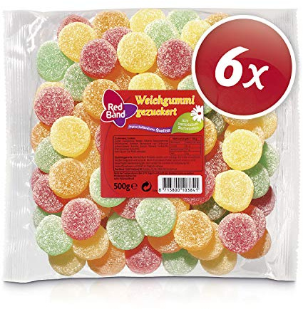 Red Band Weichgummi gezuckert 500 g Beutel – 6er Pack | Fruchtgummi