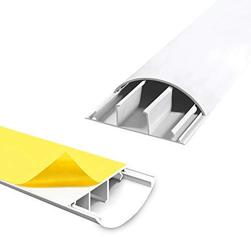ARLI Kabelkanal Fussboden Kabelbrücke TV Wand 4X 1m halbrund selbstklebend 70 x 20 mm Weiss Boden Fußboden halbrund rund (4 Stück mit 1 m)