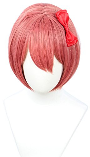 Linfairy Rote Bob Halloween Cosplay Perücke für Frauen mit Schleife