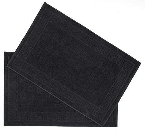 Arle-Living Luxus Medusa Duschvorleger im 2er Pack 50x80 cm - feinste Baumwolle/Jacquard Webung/Hochflor Frottee mit Medusa Flachprägung (schwarz/Black/Noir, 2er Pack Duschvorleger 50x80 cm)