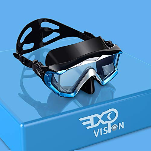HD Pano 3 - Occhiali da subacquea e snorkeling, maschera subacquea da snorkeling, maschera per immersioni, in vetro temperato anti appannamento, per il nuoto, in silicone, con protezione nasale,