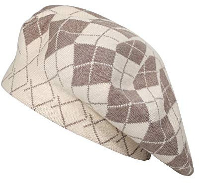ZLYC Damen Reversible Doppelschicht Frankreich Barett Mütze Hut (Plaid Braun),Einheitsgröße