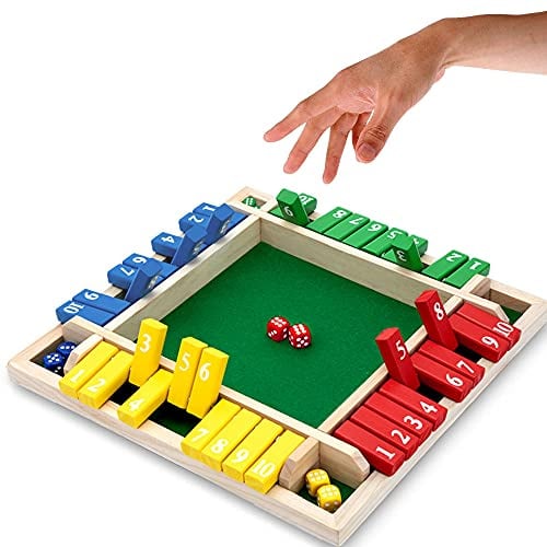Nicecho Shut The Box Dice Game,2-4 Player Family Wooden Board Table Math Games for Adults and Kids, 8 Dices Classics Games for Classroom,Home,Party or Pub