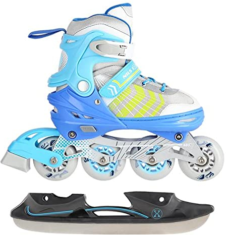 NILS 4in1 Inliner Inlineskates Rollschuhe Schlittschuhe Skates verstellbar (M (34-38))