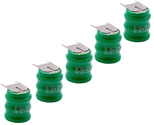 vhbw 5x NiMH Batteria a bottone di ricambio 3 pin tipo V80H 80mAh 3,6V compatibile con batterie compatibile con modellismo, luci solari ecc.