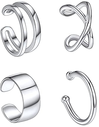Suplight Ohrclips Damen ohne Ohrlöcher Silber, Ohrringe Mädchen Silber 925, Ear Cuff Silber Ohrklemme Helix Piercing Ohrschmuck ohne Stecker Frauen Ohrmanschette