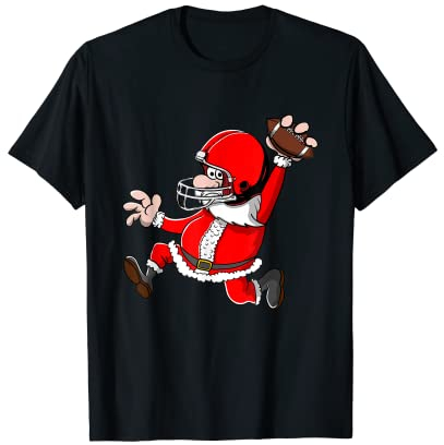 American Football Weihnachten Weihnachtsmann Santa Football T-Shirt