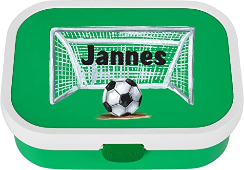 EZYshirt® Sportliche Fussball Brotdosen mit Name Personalisierte Brotdose mit Bento-Einsatz