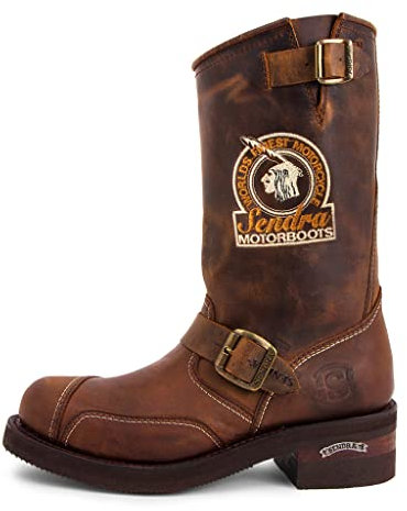 Sendra Boots - 3565 Stivali da cowboy da donna e da uomo con tacco e punta rotonda - Stile Camper Boots marrone - Stivali alla moda - 46