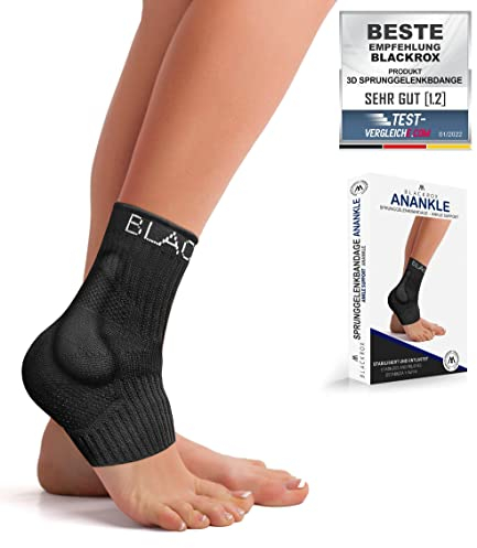 BLACKROX Sprunggelenkbandage [Vergleichssieger 2024] Gr. S-L | Für Damen & Herren | Bandage für das Fußgelenk | Perfekt für Sport, Fußball, Joggen & Bodybuilding | ANANKLE | Schwarz Gr. S