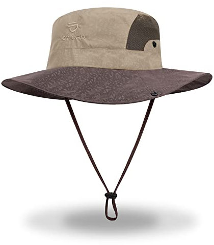 TAGVO Chapeau de Soleil à Large Bord Extérieur, Chapeau Homme Pêcheur Anti-UV Protection, Chapeau de Pêcheur Cordon de Serrage, Bucket Hat Pliable Étanche Chapeau de Voyage Safari