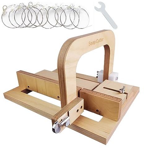 Kelodo Seifenschneider aus Holz für handgefertigte Seifenherstellung | Seifenschneider mit verstellbarem Schneiddraht und Skala, für Käse, Butter, Kuchen, Brot, DIY-Schneidewerkzeug