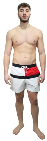 Tommy Hilfiger Pantaloncino da Bagno Uomo Medium Drawstring Lungo, Bianco (White), L