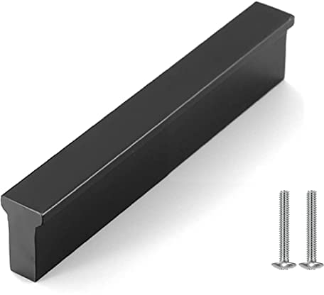 Drenky Möbelgriffe Schwarz,2 Stück Griffe für Küchenschränke Schrankgriffe Schwarz Griffe Möbel Aluminiumlegierung Küchengriffe 128mm Lochabstand mit Schraube für Küchenschränke,Schublade und Kommode