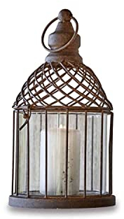 Loberon Laterne Tiflet, wunderschöne Patina, aufklappbar, leicht orientalischer Look, Outdoor, Gartendekoration, Eisen, Glas, antikbraun