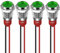 GUUZI 4pcs 10mm Voyant LED 220-230V Signal Lumineux étanche Panneau Métallique Voyant LED Montage sur Panneau Tête Plate avec Fils Coque Argentée (Vert)