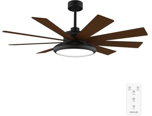 Cecotec Ventilador de Techo con Luz EnergySilence Aero 7000 Light Pro 36 W y 70” con luz LED 32W, control remoto, 6 velocidades, 9 aspas, modo winter-summer
