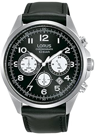 LORUS Men's Analogue Quartz Watch with Metal and Leather Strap, Silver