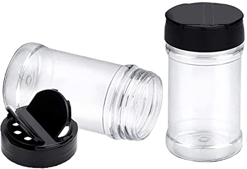 270ml Plastic Storage Jars with Shaker Black Flip Screw Top lid Spice Jar Herb Powders Glitter Craft Storage (30 Jars)