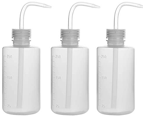 KOMUNJ 3 Pack 250ml Safety Wash Bottle with Narrow Mouth, Cap for Lab,Plant Watering, Tattoo Wash