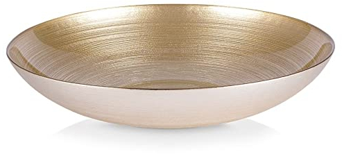 Vilde Schüssel Glasschüssel Salatschüssel Schale für Vorspeisen Obst aus Glas Gold Servierplatte groß 30 cm 2,2 L