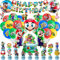 48 Stück Super Geburtstag Deko, Mar Luftballon und Tortendeko Mitgebsel-6 Hängewirbel Happy Birthday Banner, 16 Tortenaufsätze, 20 Latexballons, 5 Folienballons für Jungen, Mädchen, Kinder, Baby