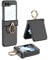 For Samsung Galaxy Z Flip 5 Case with Hinge Protection Built-in Screen Protector Film 360 Degree Rotation Ring Holder Kickstand Ultra Thin Full Coverage Protection Shockproof Hard PC Bumper Black