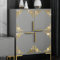 Neukids16 pcs10x10cm Golden Wandaufkleber Wohnzimmern Schlafzimmern, Acryl Spiegel Aufkleber Golden Hohl Blume Wandsticker, Schrank Kamin Decke Glastüren Bordüren DIY Möbel Ecke Dekoration