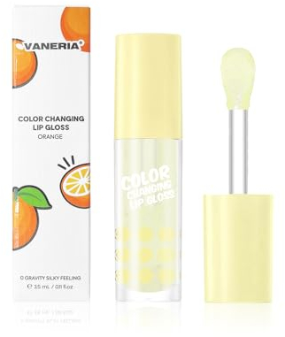 VANERIA Farbwechselnder Lipgloss,Fruchtgeschmack,Lip Gloss Hydrating Moisturiser Lipgloss Langhaftende,Lipgloss für Geschmeidige Lippen Mit Intensivem Glanz(3.5ml/0.11fl.Oz) (Orangen)