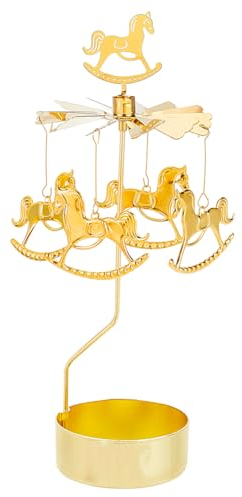 OLYCRAFT Karussell Drehbarer Kerzenständer Rotierender Kerzenhalter Drehender Teelicht Kerzenhalter Goldener Rotierender Kerzenhalter Aus Metall Für Geburtstag Hochzeit Jahrestag Tischdekoration