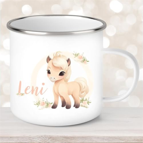 Tasse cheval #4 en émail personnalisable pour enfant