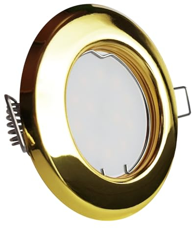 CONCEPTRUN LED Einbaustrahler Gold glänzend | rund | Lochmaß Ø 55mm - 75mm | Einbautiefe 55mm | Anschlussfertig mit MR16 12V Fassung Farbe 5W LED warmweiß MR16 12V