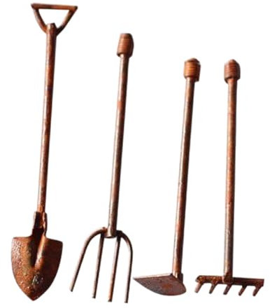 Milisten 4 Pezzi Di Metallo Strumento Ornamento Mini Vintage Piccola Casa Attrezzi Da Giardino Attrezzi Da Giardino Decorare Mini Strumento Di Decorazione In Lega Di Zinco Metallo