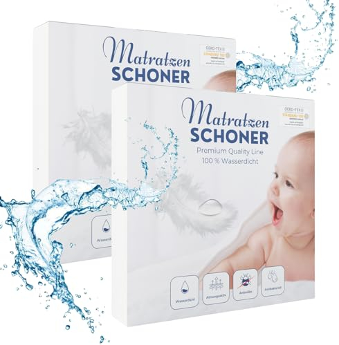 Alavya Home® Wasserdichter Matratzenschoner 80x160 im 2er Set bis 30 cm Höhe | Ultimativer Nässeschutz 80x160 cm | Oeko-Tex Zertifiziert, Atmungsaktiver Matratzenbezug mit Baumwolle, ohne Knistern